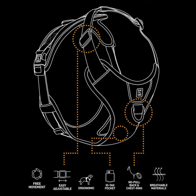 Duvoplus EXPLOR Ultimate Fit no-pull harness - granite black