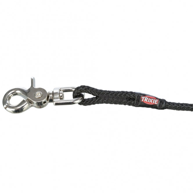 Trixie towline, round made of sailing rope with trigger snap hook - black