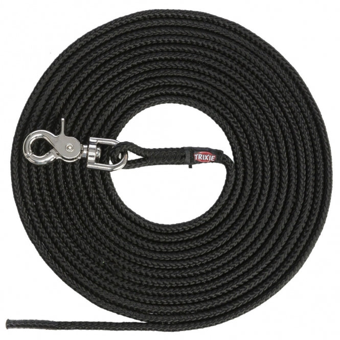 Trixie towline, round made of sailing rope with trigger snap hook - black