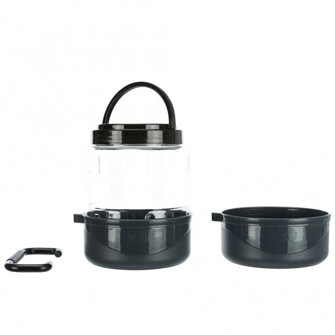 Trixie travel set of 2 bowls and food container