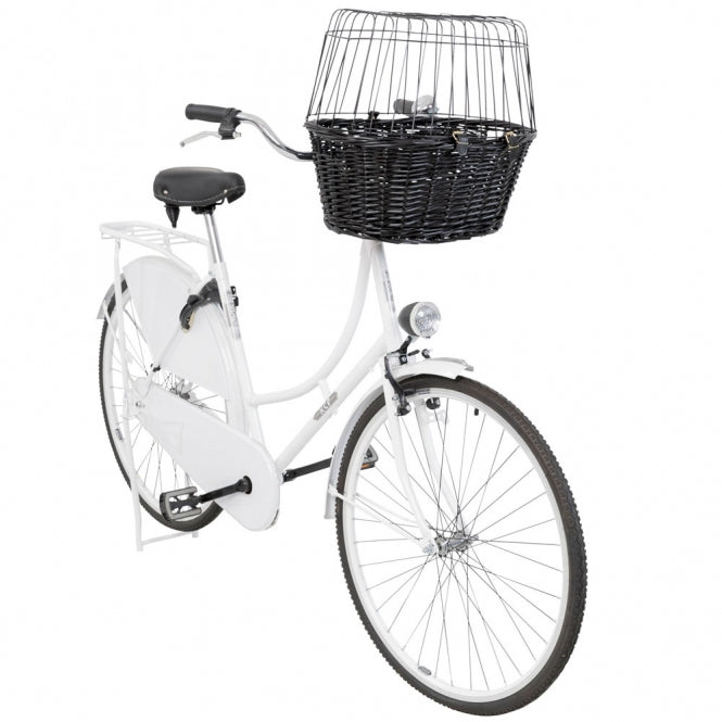 Trixie bicycle basket made of wicker with grid - black