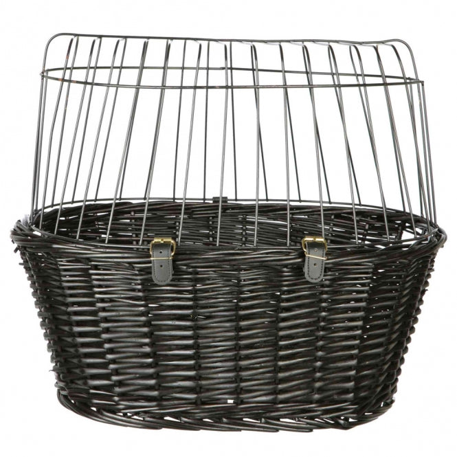 Trixie bicycle basket made of wicker with grid - black