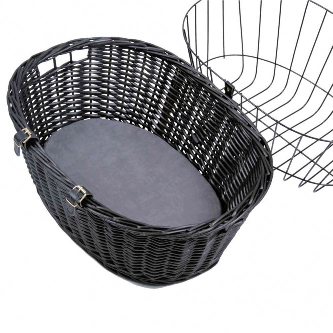 Trixie bicycle basket made of wicker with grid - black