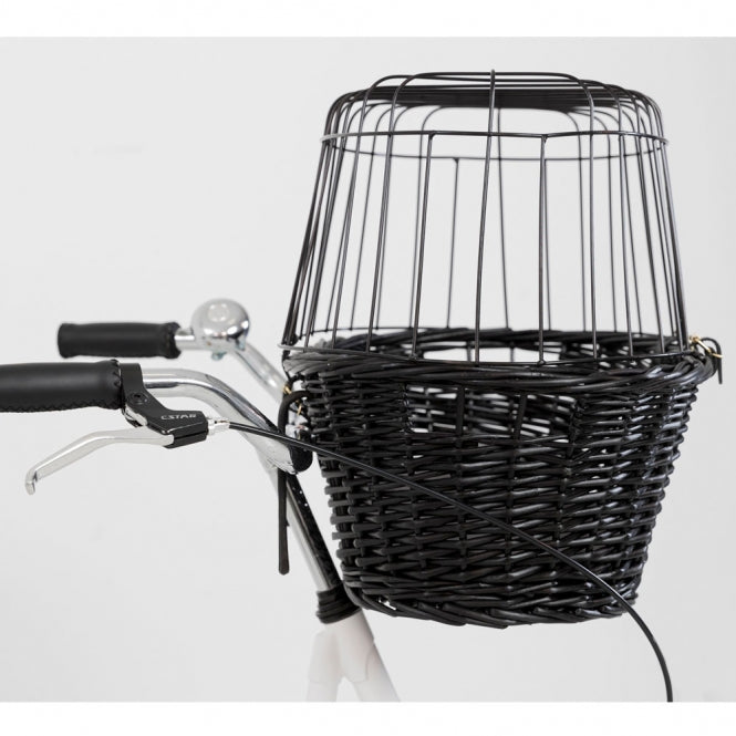 Trixie bicycle basket made of wicker with grid - black