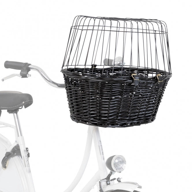 Trixie bicycle basket made of wicker with grid - black