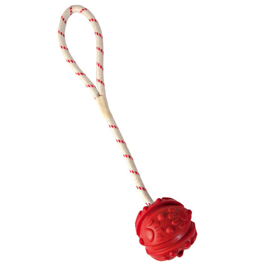Trixie natural rubber ball on a ribbon, floating - 4.5 cm