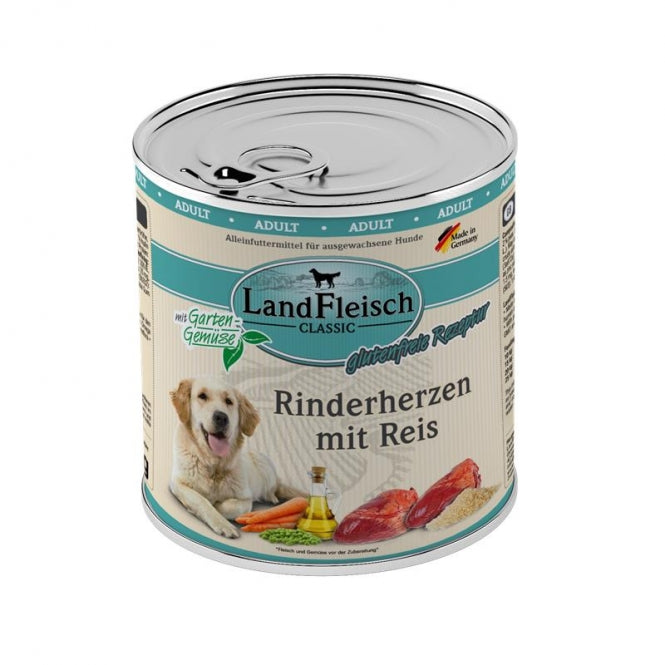 Landfleisch Dog Classic Rinderherzen mit Reis & Gartengemüse