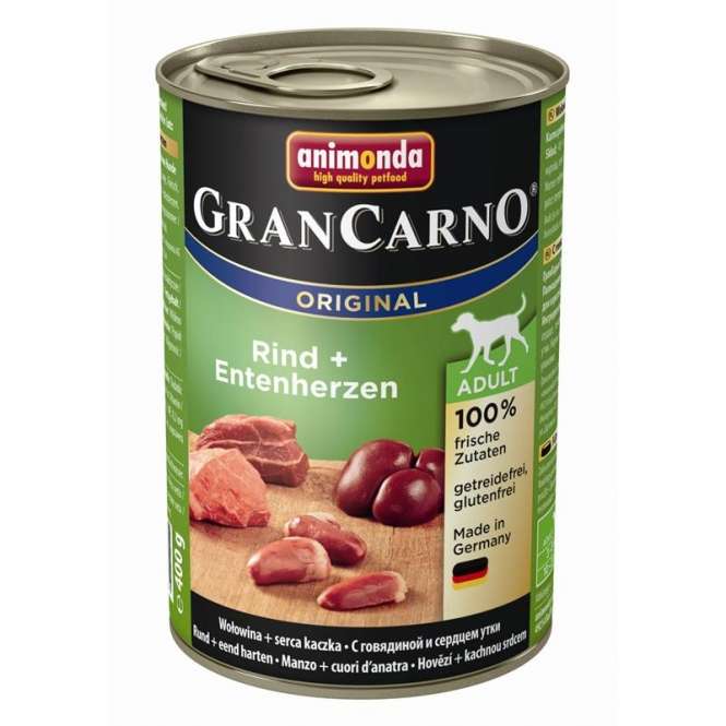 Animonda Dog Can GranCarno Adult Beef & Duck Hearts 400g