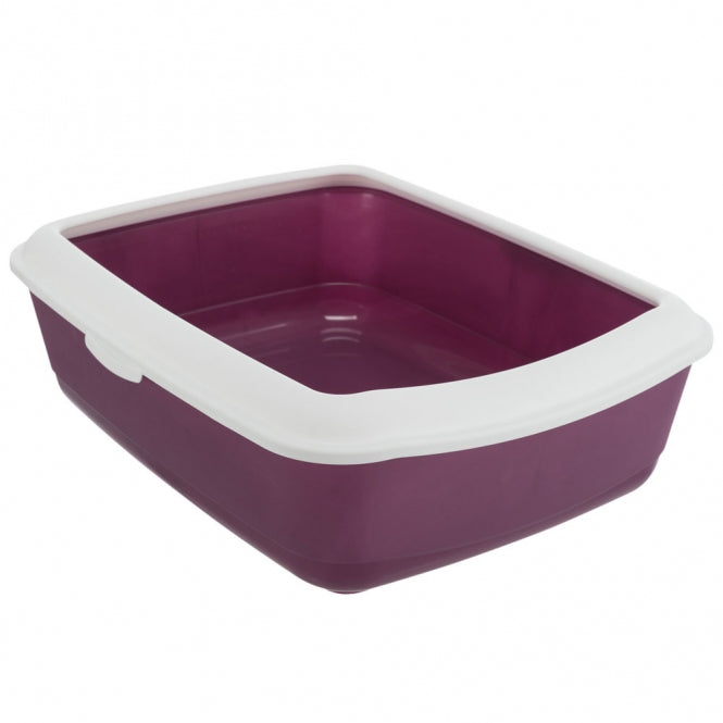 Trixie Classic Cat Litter Box with Rim - lilac/white