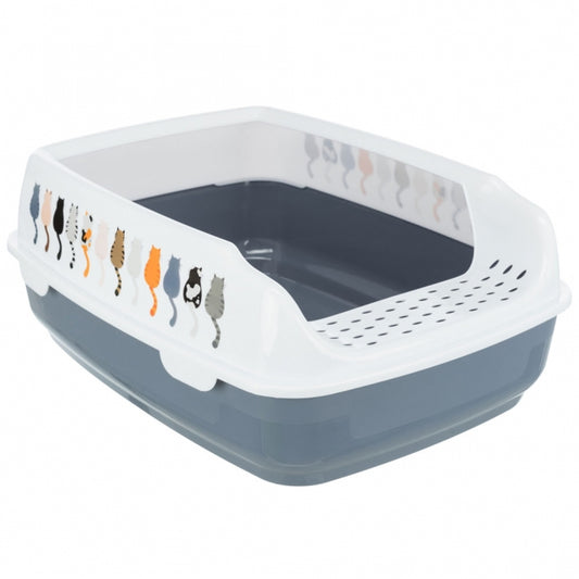 Trixie Delio cat litter tray with motif - grey/white