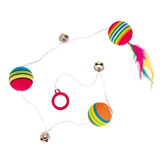 Trixie 3 Rainbow Balls on a Rubber Band with Bells