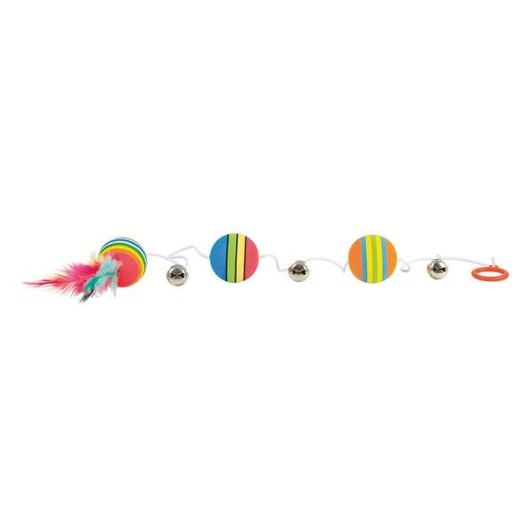 Trixie 3 Rainbow Balls on a Rubber Band with Bells