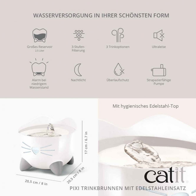 Catit PIXI drinking fountain with stainless steel insert