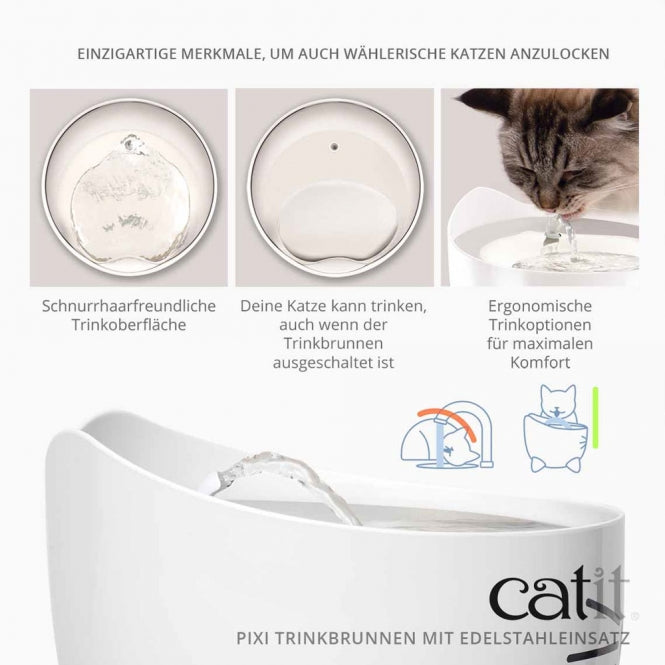Catit PIXI drinking fountain with stainless steel insert