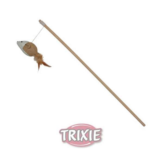 Trixie Fishing Rod Mouse with Feathers