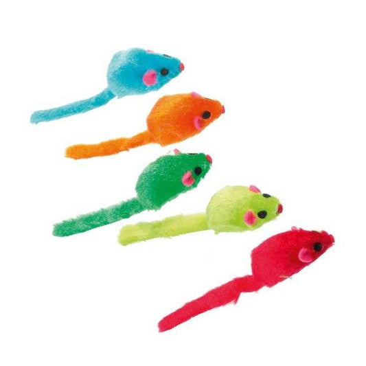 Karlie Flamingo Colorful Plush Mice with Rattle - 5 Pieces