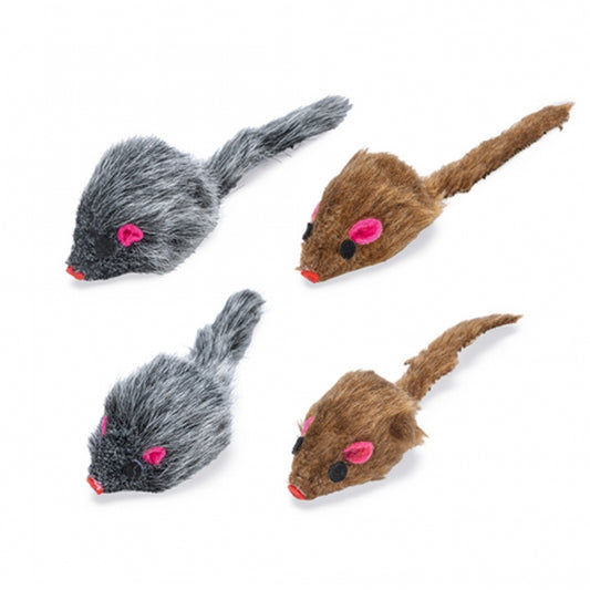 Karlie Plush Toy Mice - Set of 4