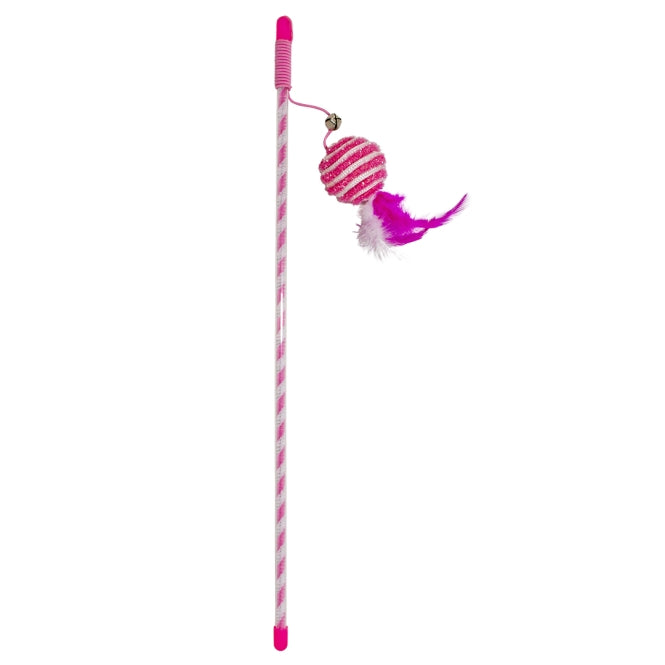 Duvoplus Cat Toy Fishing Rod Catchy Glitter Ball - pink