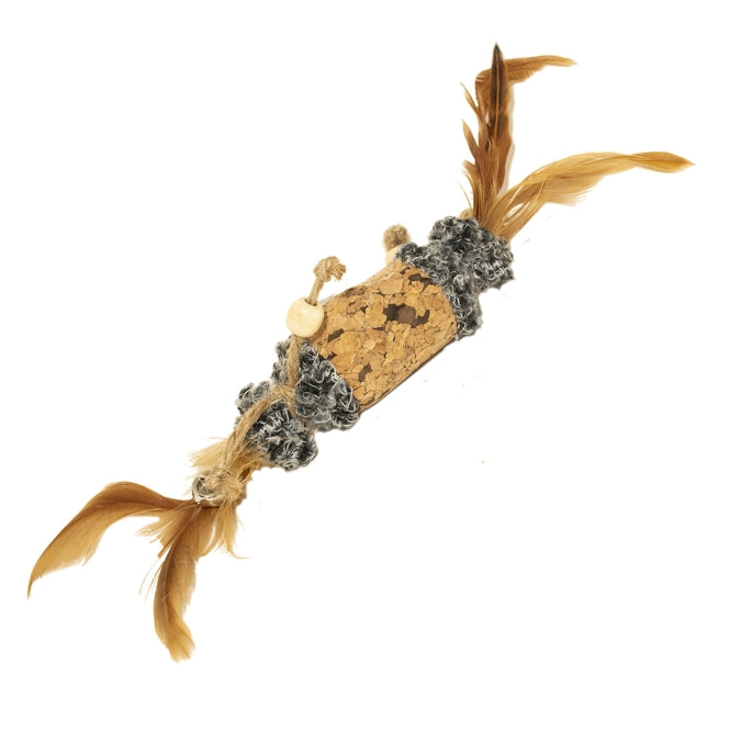 Duvoplus Cat Toy Cork Barrel with Feathers & Bells