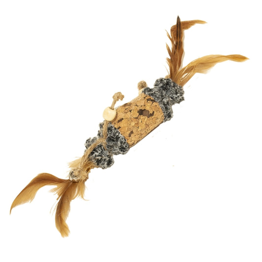 Duvoplus Cat Toy Cork Barrel with Feathers & Bells