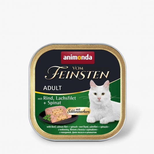 Animonda vom Feinsten with Schlemmerkern with beef, salmon fillet & spinach 100g