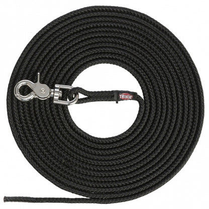 Trixie towline, round made of sailing rope with trigger snap hook - black