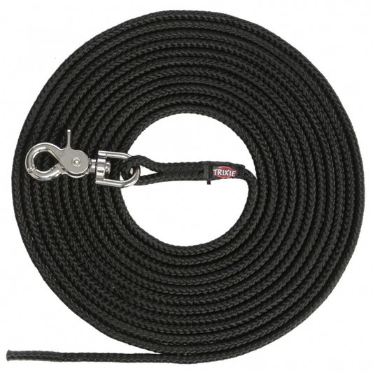 Trixie towline, round made of sailing rope with trigger snap hook - black