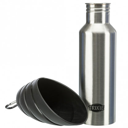 Trixie stainless steel bottle with drinking bowl