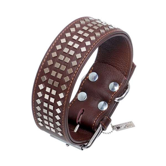 Karlie Vintage Collar with Square Rivets 50mm - Brown