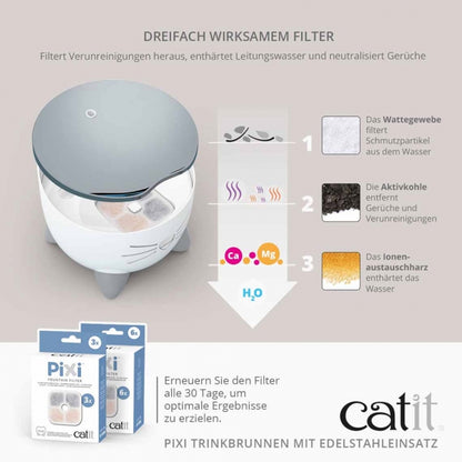 Catit PIXI drinking fountain with stainless steel insert