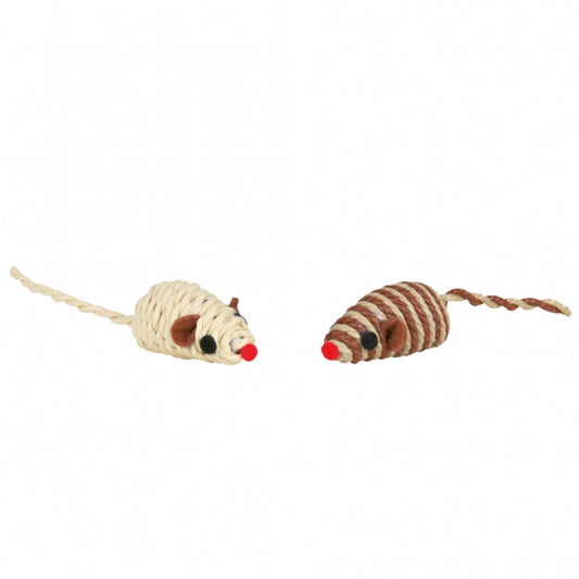Trixie toy mouse with cotton yarn and raffia