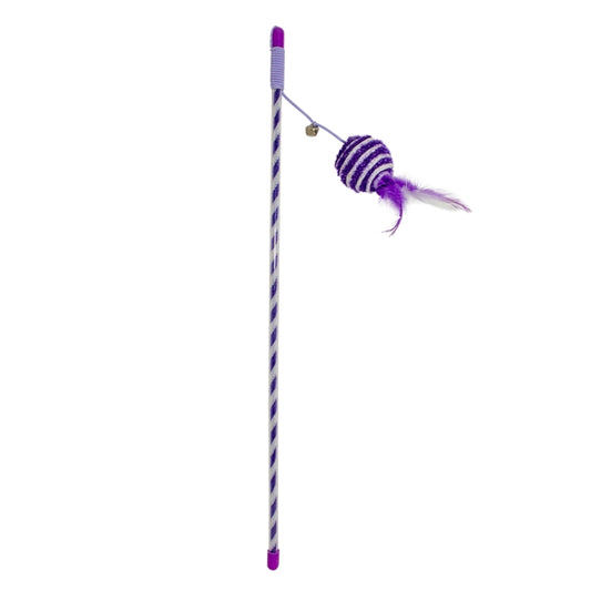 Duvoplus Cat Toy Fishing Rod Catchy Glitter Ball - purple 