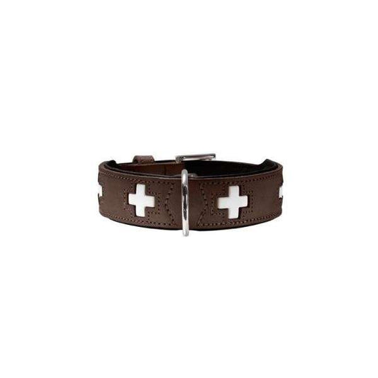 Hunter collar Swiss nickel, brown 